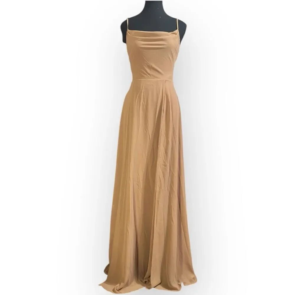 NWOT City Triangles Womens Cowl Neck Sleeveless Maxi Dress Gown Cream Size XS